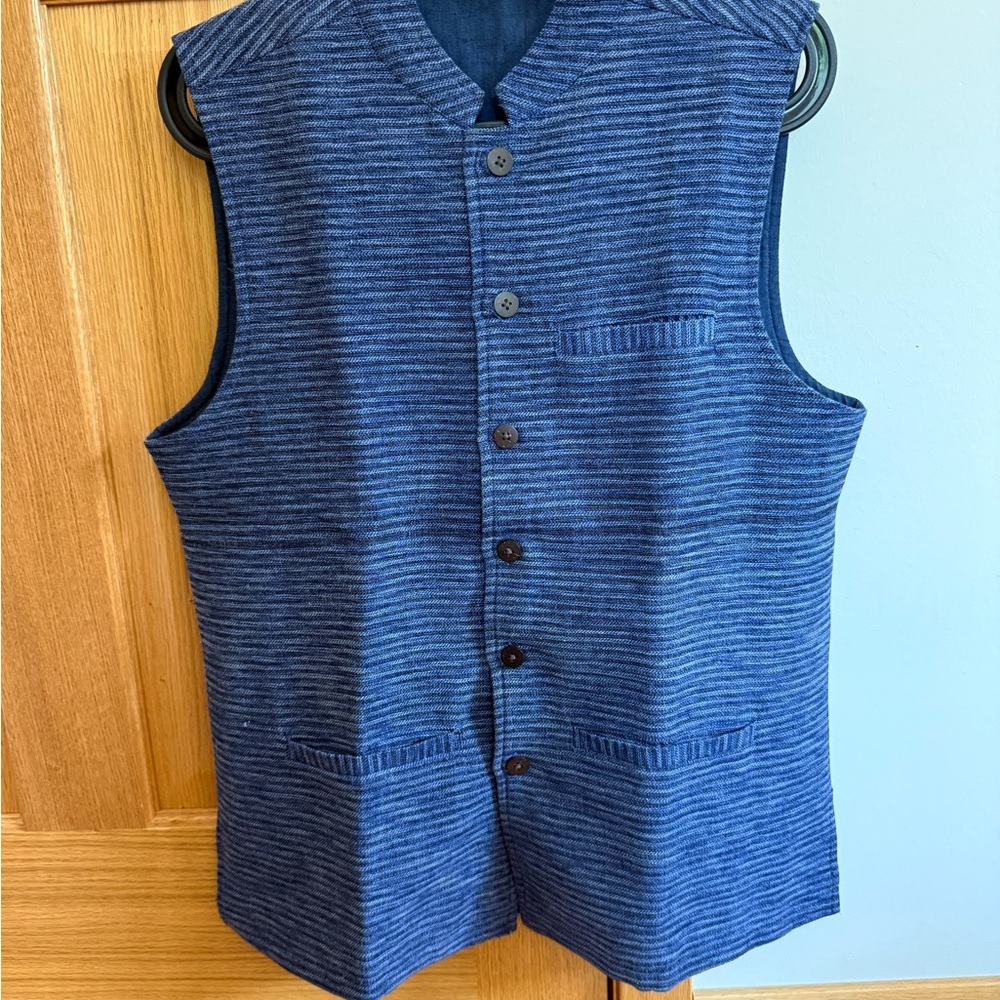 Fabindia Blue Quilted Textured Vest
